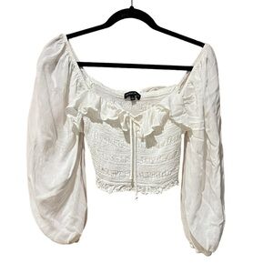 Cotton Candy LA Smocked Ruffle Balloon Sleeve Blouse Large